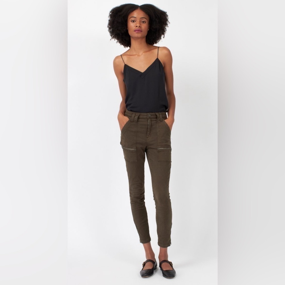 Joie High Rise Park Skinny Pants Ankle Zip in Olive Women’s Sz 25